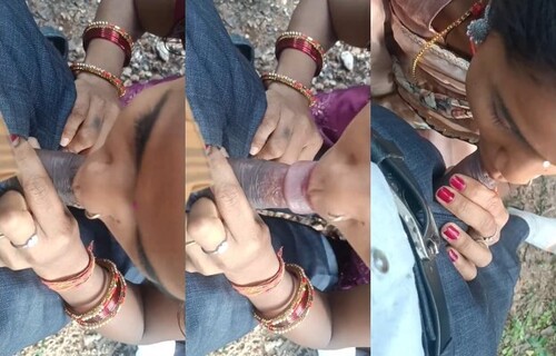 Sexy Indian Wife Sucking OutDoor Dick
