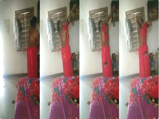 Desi Aunty Wearing Cloths Record by Hubby