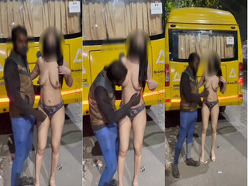 Lucky Driver Sucking Sexy Indian Wife Boobs