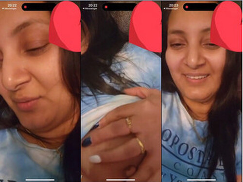 Cute Indian Wife Pressing Her Boobs