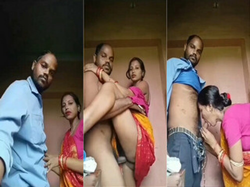 Horny Indian Wife Blowjob and Standing Fucking