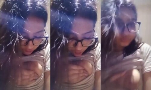 Horny Indian Girl Sucking Her Boobs