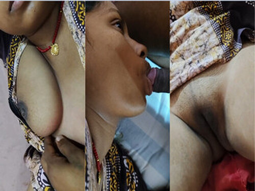 Indian Wife Boobs pressing and Blowjob