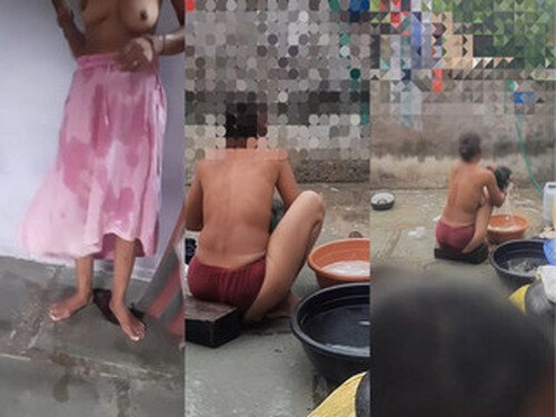 Indian Bhabhi OutDoor Bathing