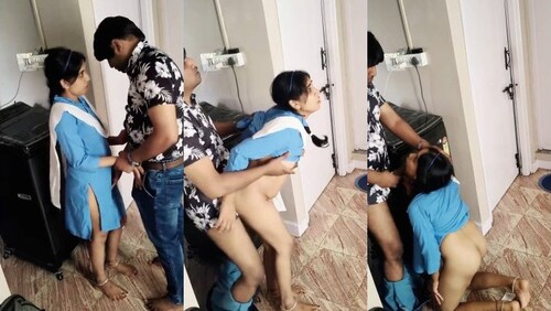 Indian Slim Wife Blowjob and Standing Fucking