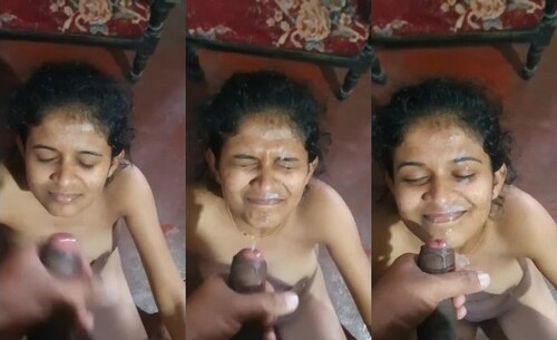 Cute Indian Girl Blowjob and Lover Cum On Her Face