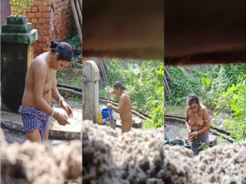 Indian Bhabhi Out Door Bathing Capture In Hidden Cam Part 1