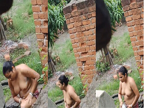 Indian Bhabhi Out Door Bathing Capture In Hidden Cam Part 2