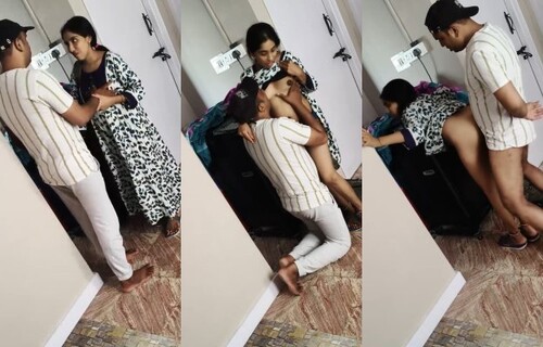 Indian Wife Boobs Sucking and Standing Fucking