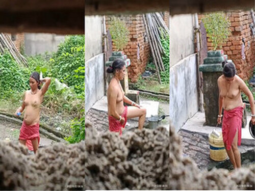 Indian Bhabhi Out Door Bathing Capture In Hidden Cam Part 3