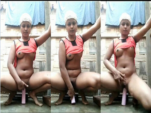 Horny Village Girl Riding on Bottle