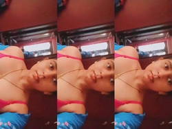 Desi Girl Showing Red Bra and Panty and Removing it